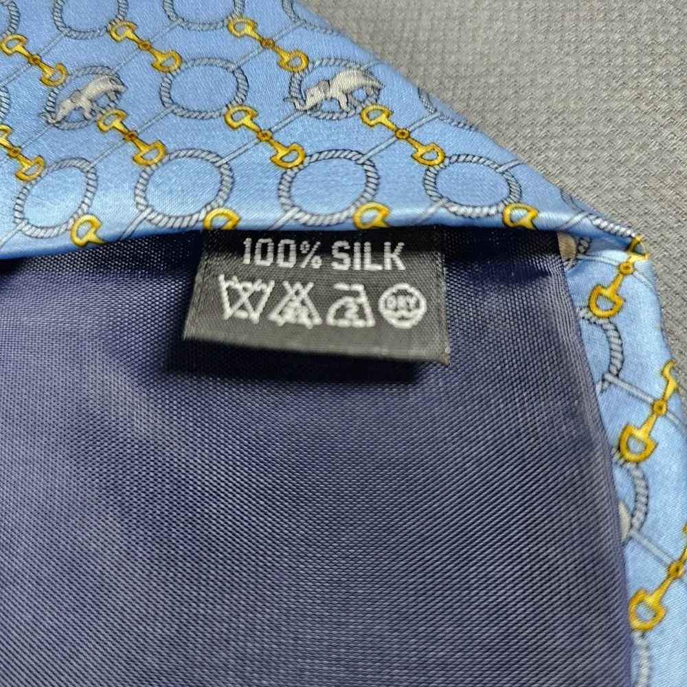 Como House Italy‎ Mens Silk Tie Light Blue Elephant Horsebit Unique Pattern
